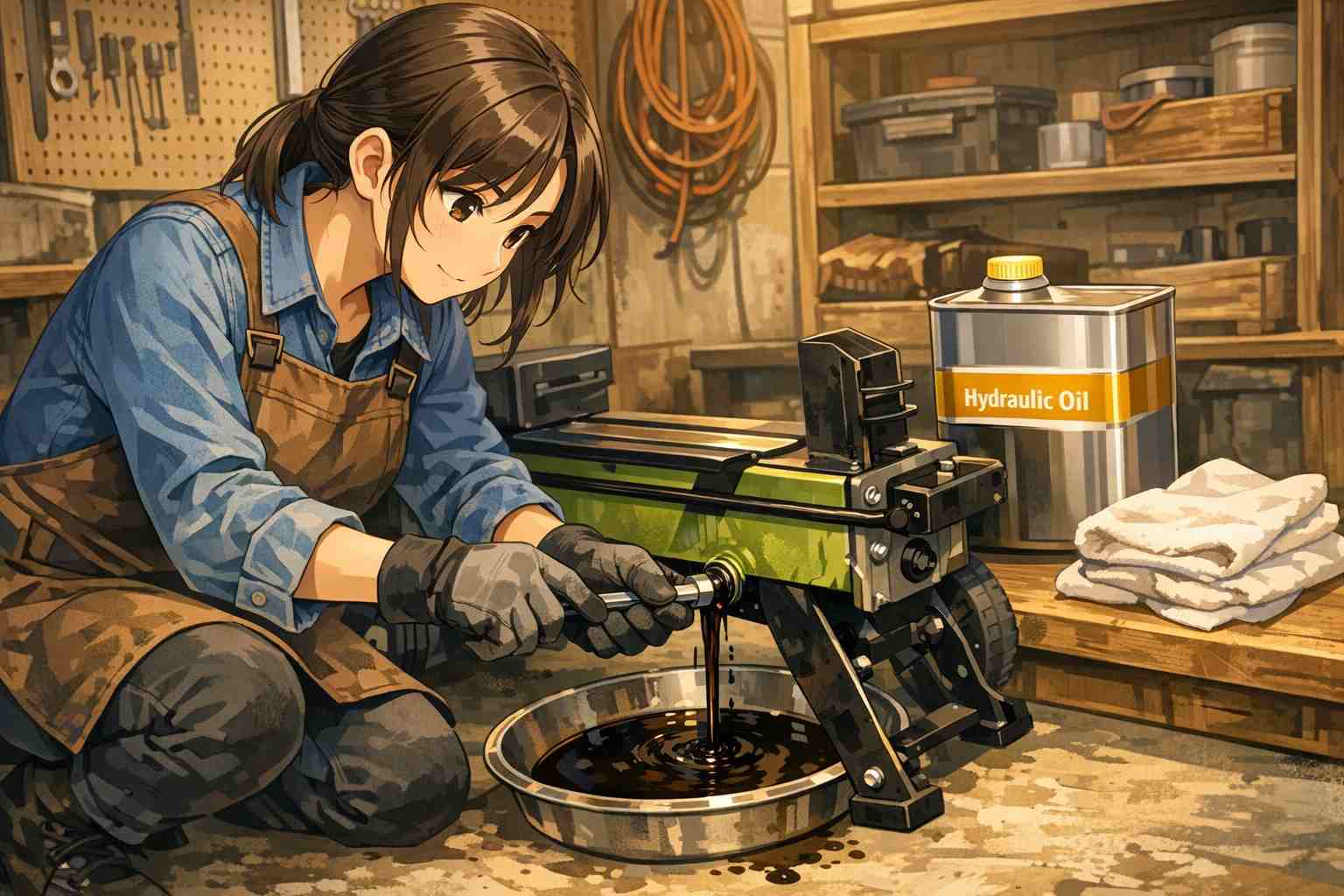 電動薪割り機の油圧オイル交換・メンテナンス