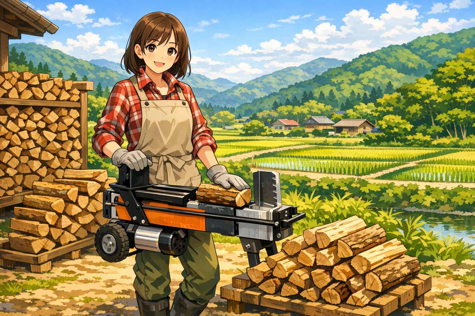 電動薪割り機の中古品の外観