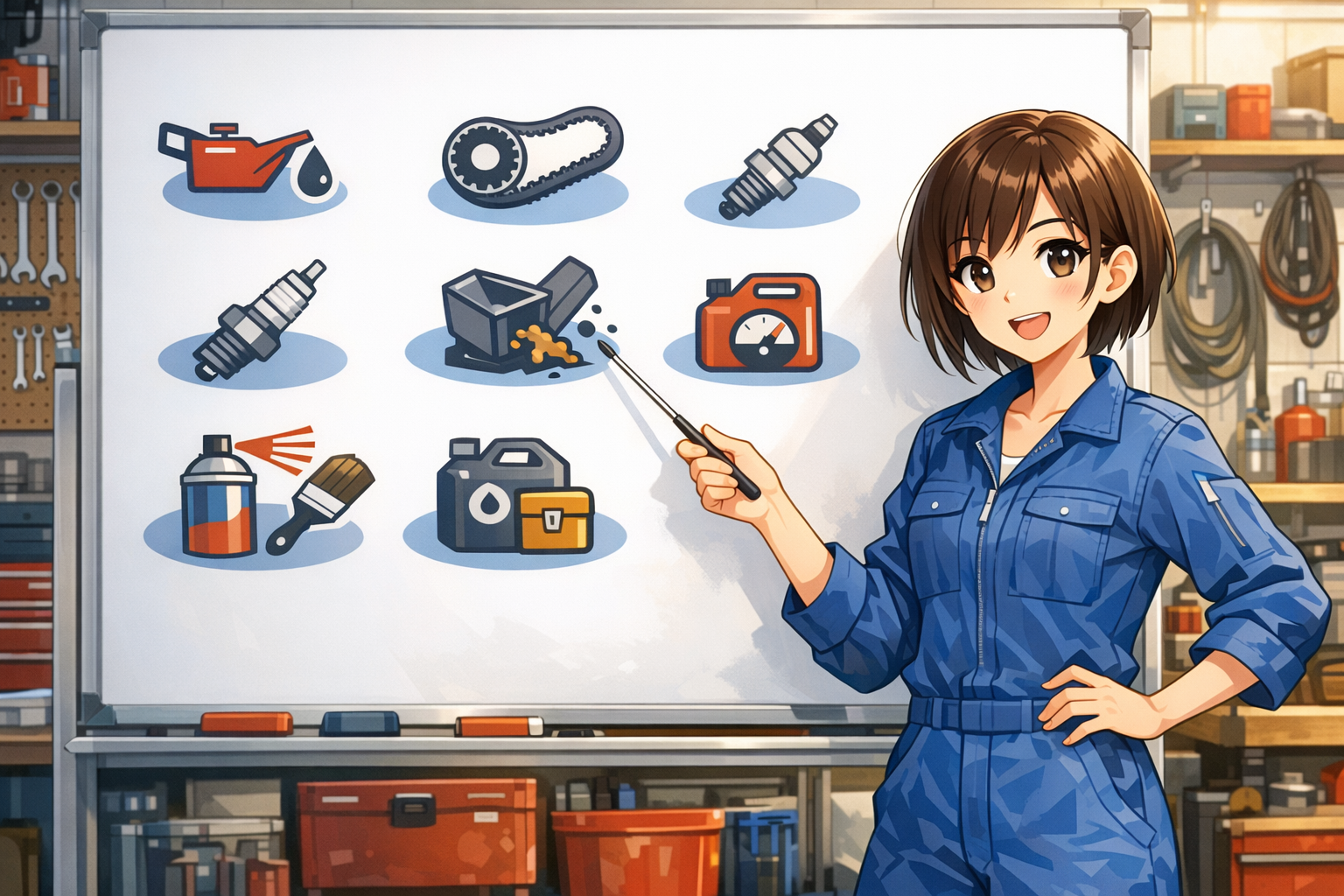 除雪機メンテナンス 基本7項目の解説イラスト